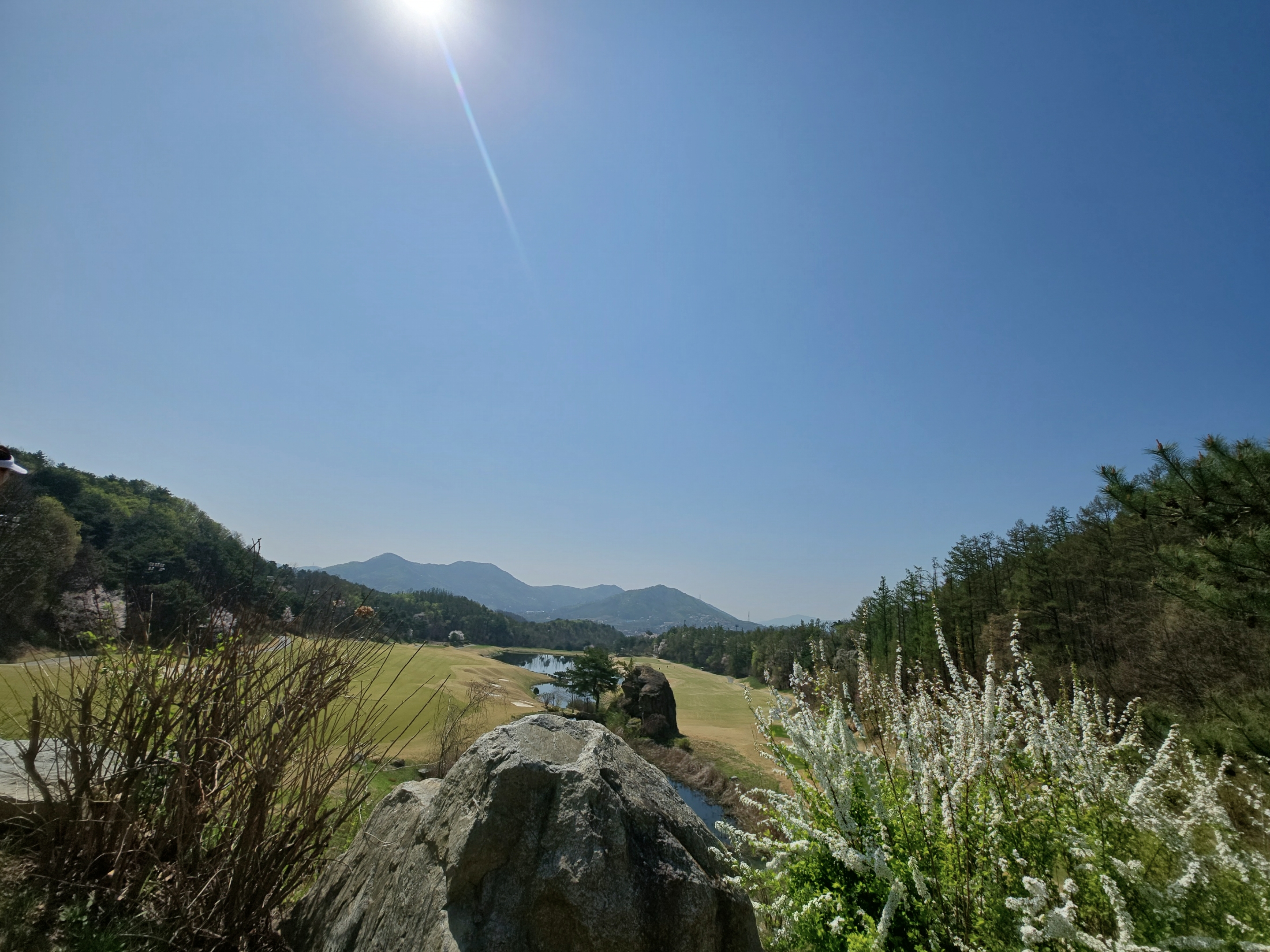 바위와 야생화가 있는 코스 풍경
